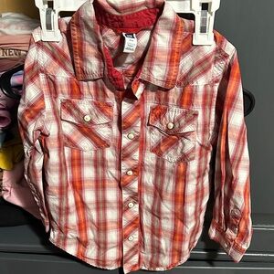 Red and White Plaid Button Down Shirt